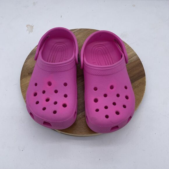 Crocs Classic Clogs Girls J1 Pink Sandals Slip On Water Comfort Youth Shoes - Picture 3 of 10